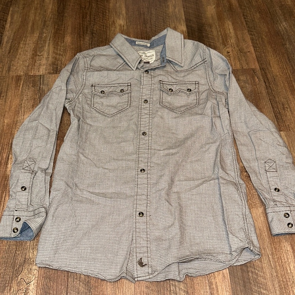 Cody James Boys Snap‎ Pearl Button Down Shirt Size Large Long Sleeve